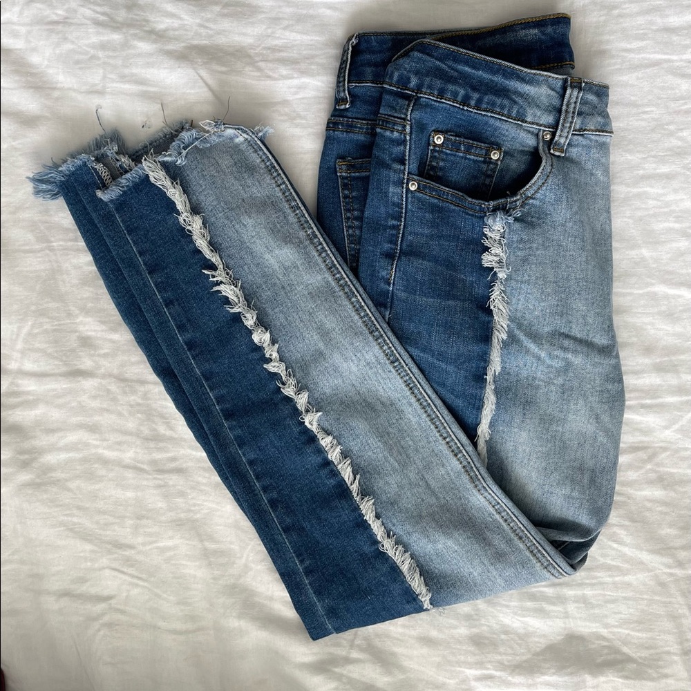 Never Worn Split Hem Light/Dark Denim - image 2